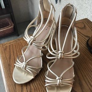 A New Day Knotted Tubular Heels, Gold